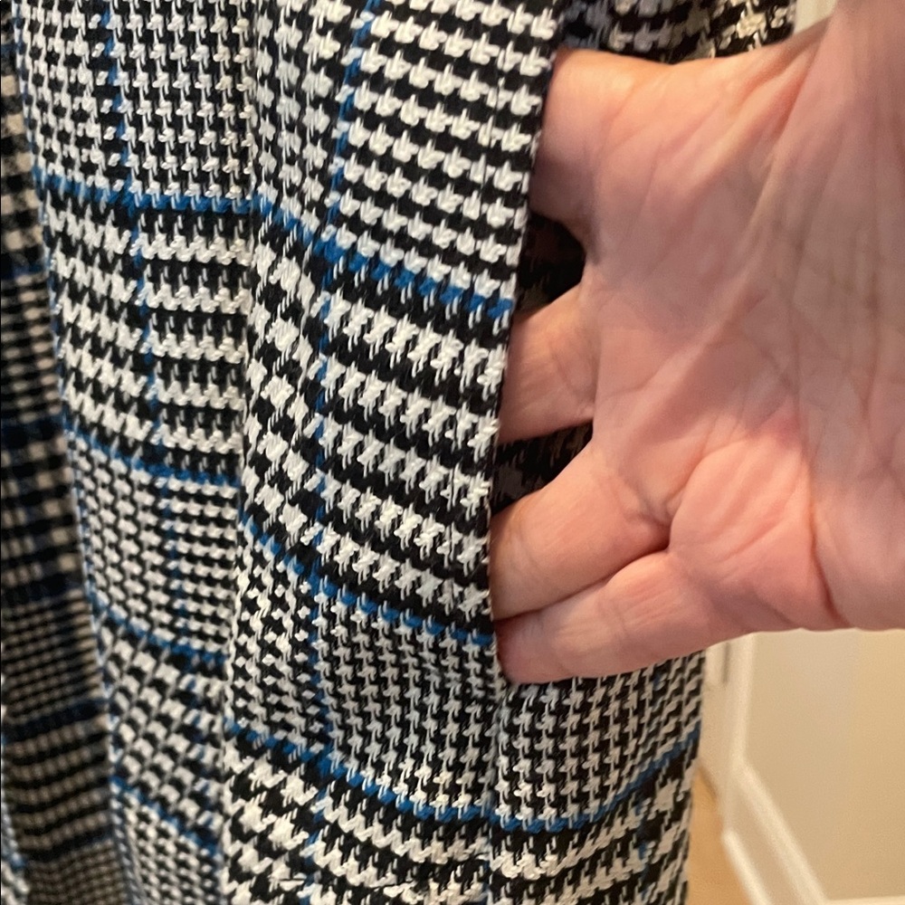 J Jill Blue Black and White Plaid Car Coat (bw) - Picture 6 of 7